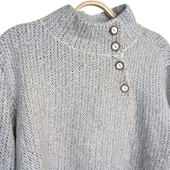 Habitat Tweed Sweater XL Gray Mock Neck Pullover Long Sleeve Textured Button - Picture 2 of 9